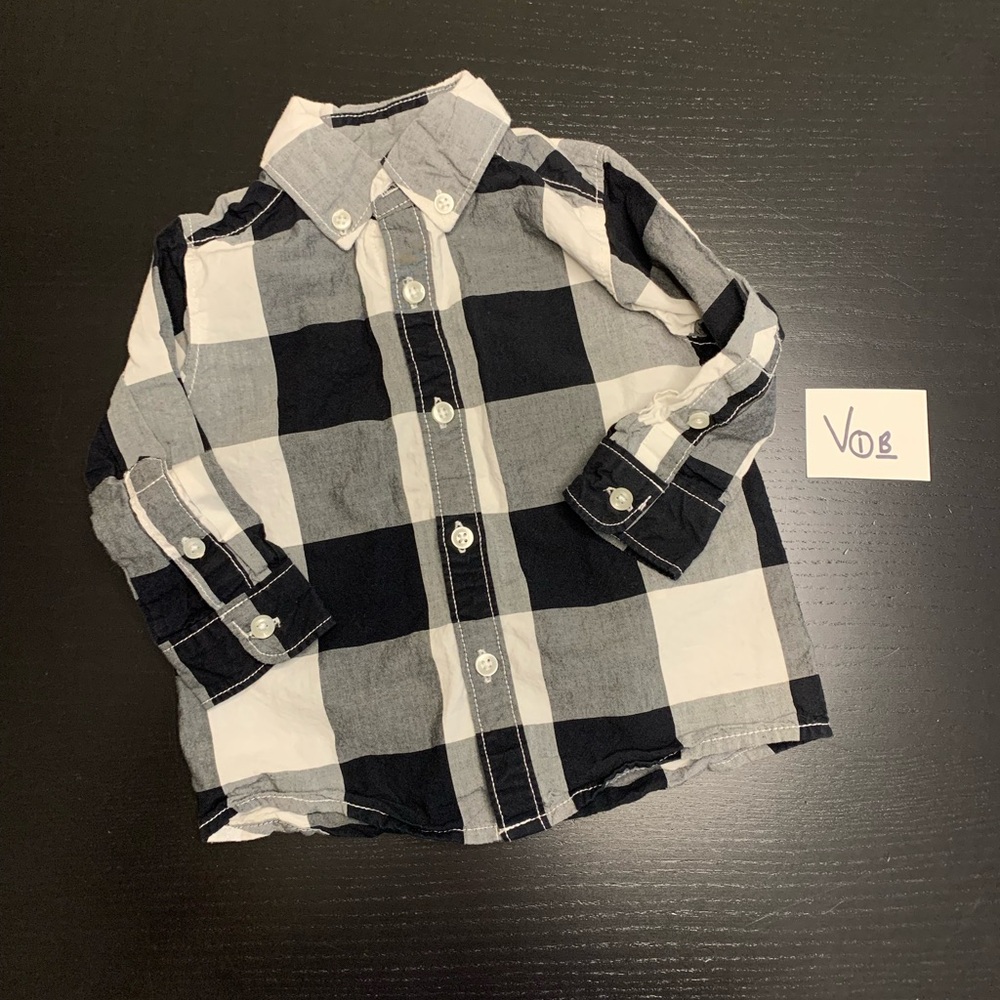 Carter's 12m Black and White Button Down Dress Shirt